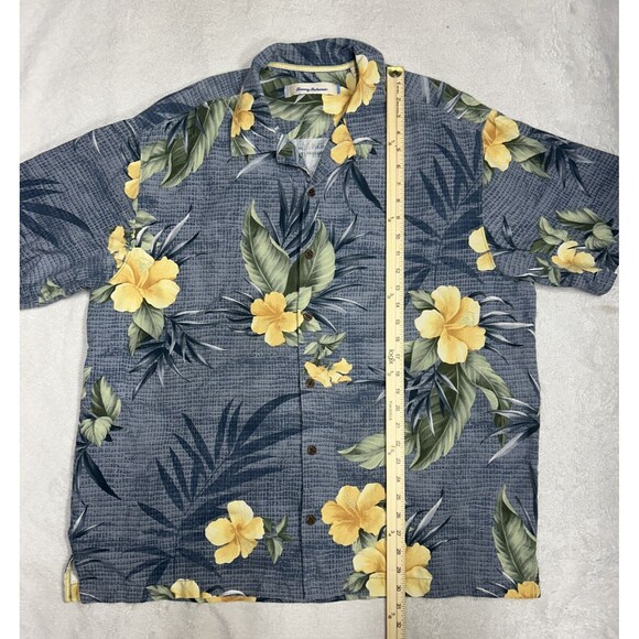 Tommy Bahama Hawaiin Shirt Men's Size XL Blue Silk Floral Print Camp Jacquard - Picture 5 of 7